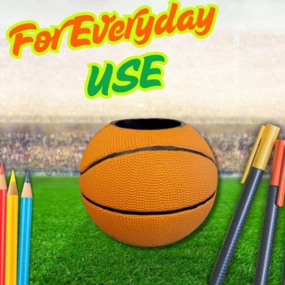 3D Printed Basketball Pencil Holder, Brown Desk Organizer, 5.3″ Unique Office D - Picture 4 of 5